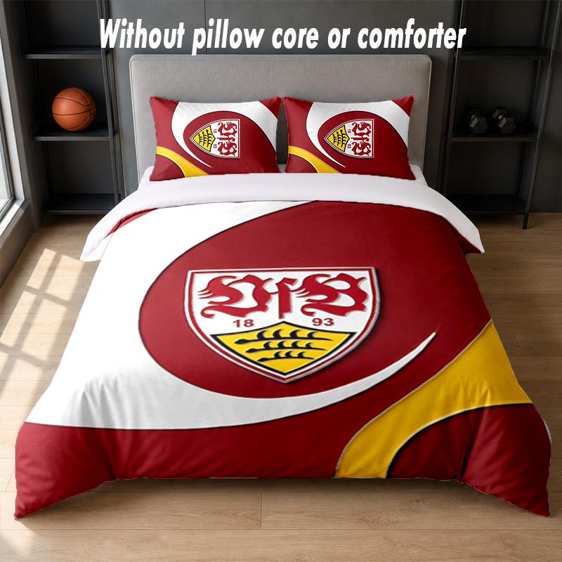 VfB Stuttgart Football Design Bed Bedding Set 1 Duvet Cover + 2 Pillowcases Soft Breathable Household Bed Linens