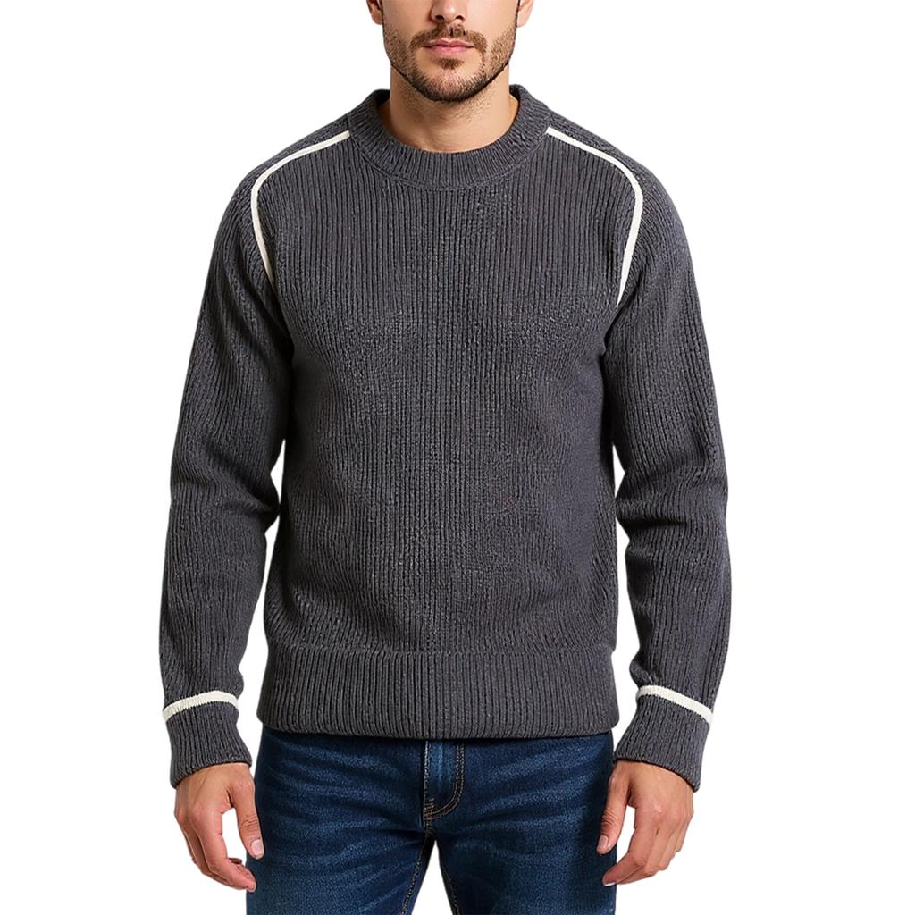 Men's Fashion Knitting Pullover Long Sleeves Loose Flip Collar Sweater