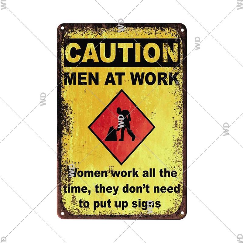 Caution Metal Tin Sign Vintage Metal Plaque Warning Slogan Retro Metal Posters Plate Signs Door Factory Home Wall Decor