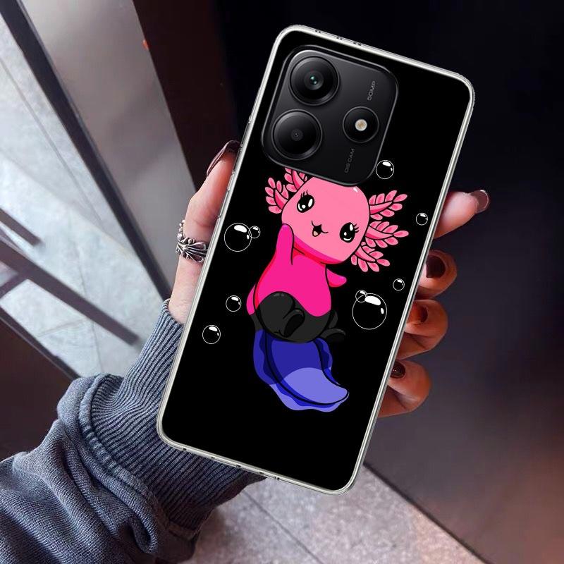 Cute Axolotl Kawaii Phone Case For Xiaomi Redmi Note 10 11 12 13 14 15 Pro Plus 11S 12S 14S 11T 11E 10S Soft TPU Back Cover Redm