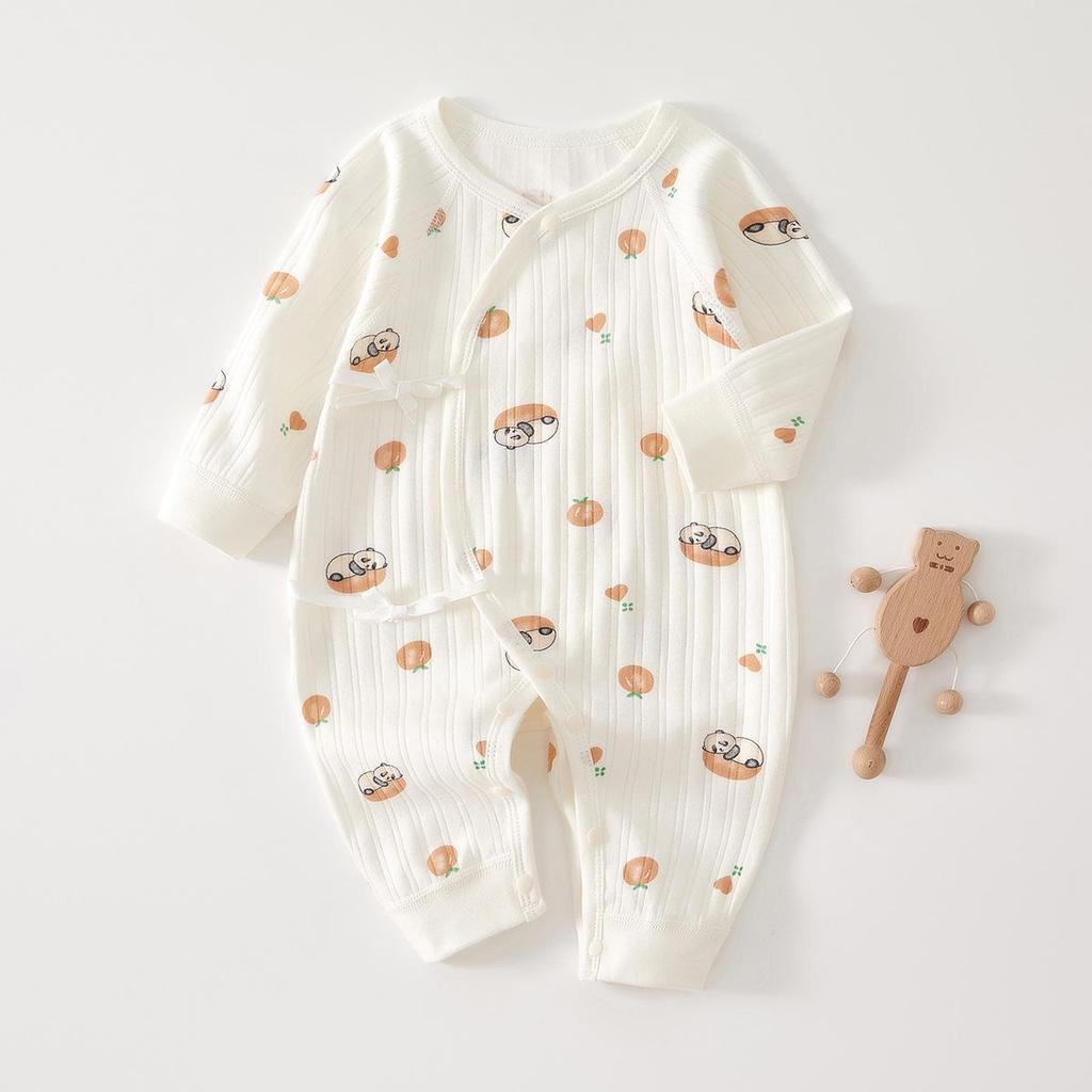 Комбинезон с длинным рукавом из чистого хлопка для новорожденных: Круглогодичный боди без костей для мальчиков и девочек