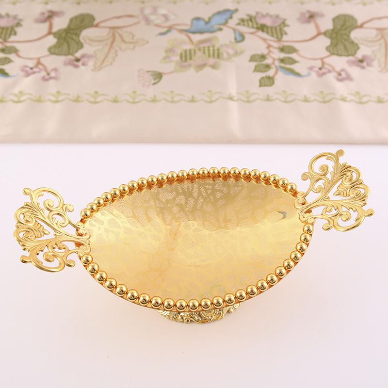 European Style Alloy Oval Fruit Plate Fashion Candy Plate Dried Fruit Nut Plate Home Practical Decorations
