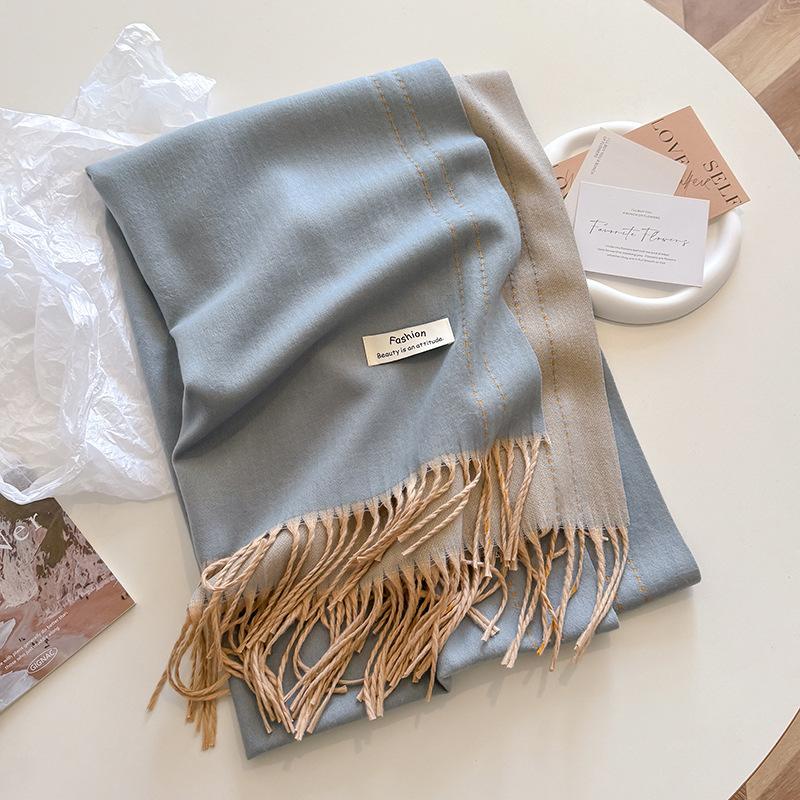 New Solid Color Cashmere Scarf Shawl Women'S High End Versatile Autumn And Winter New Warm Scarf
