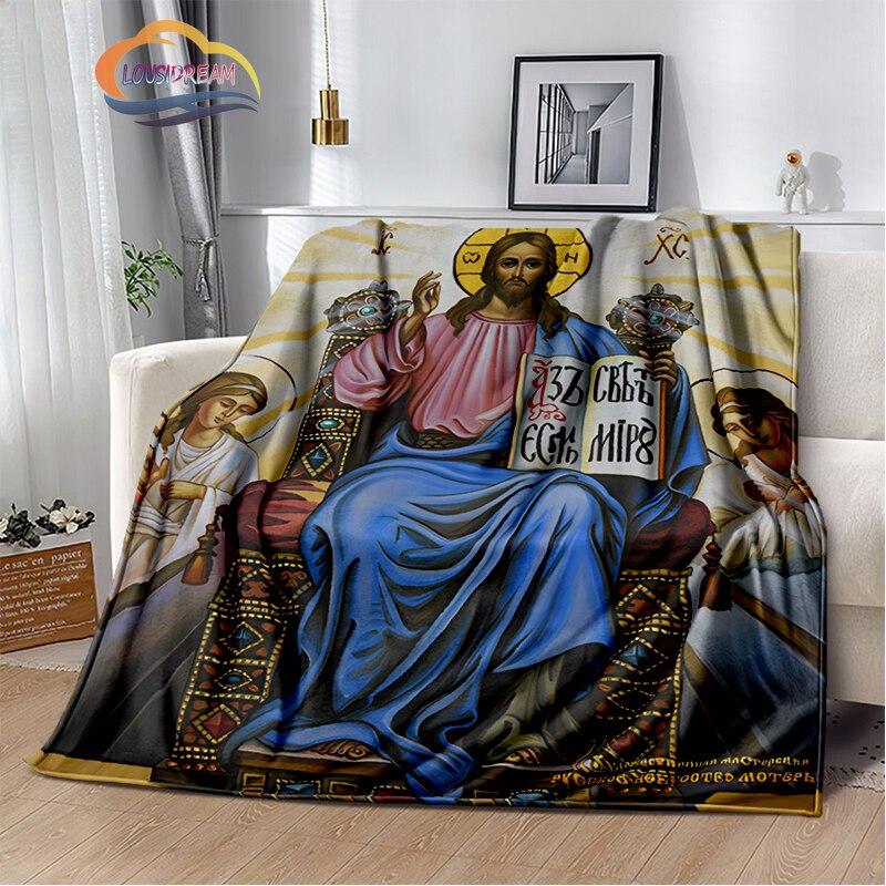 Религиозное кашемировое одеяло с изображением Иисуса, 3D-принт, покрывало с изображением Христа, фланелевое одеяло, серия Девы Марии-Иисуса, удобное домашнее одеяло