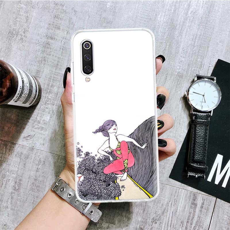 Летний чехол для телефона Surfboard Surfing Art Surf Girl для Xiaomi Redmi Note 10 9 8 11 Pro 11T 11S 10S 9S 9A 9C 9T 8T 8A 7 7A 5 Art