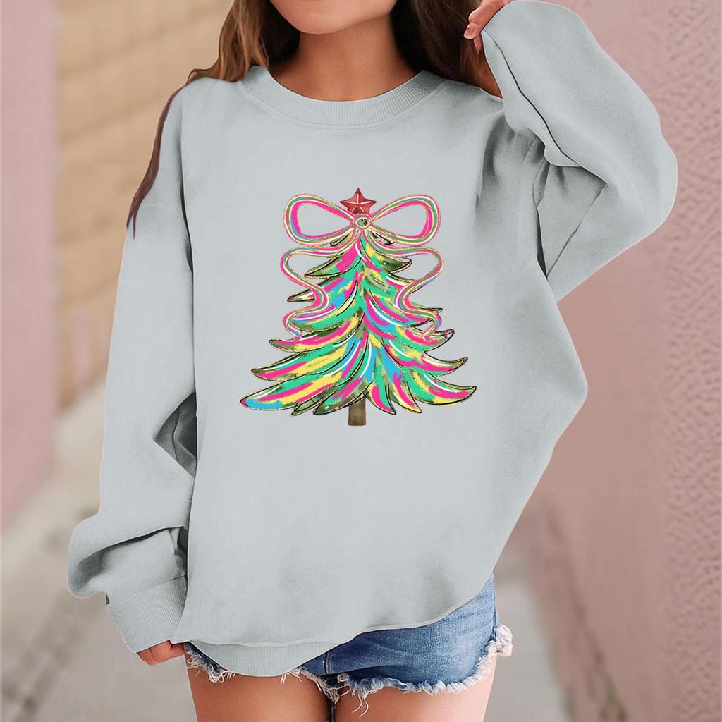 Children's Fashionable Casual Long-sleeved Loose Christmas Print Pullover Sweatshirt