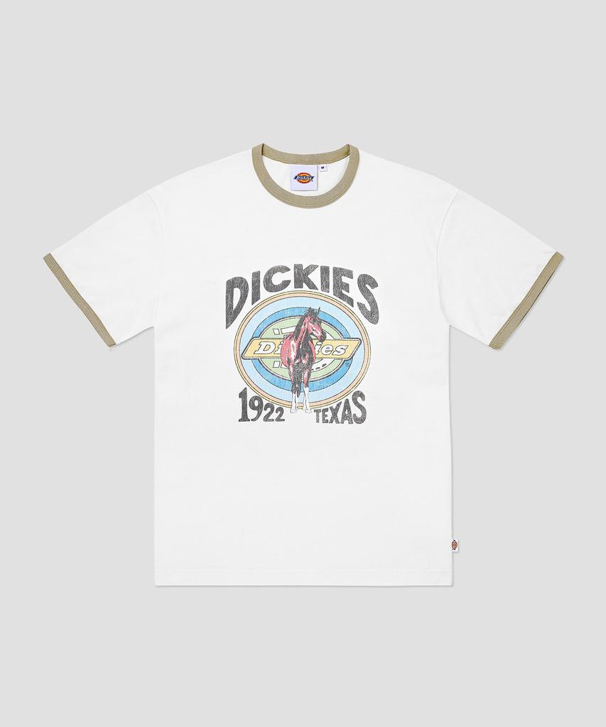 DICKIES Texas Horse Ringer T-Shirt Beigewhite/Sand Beige
