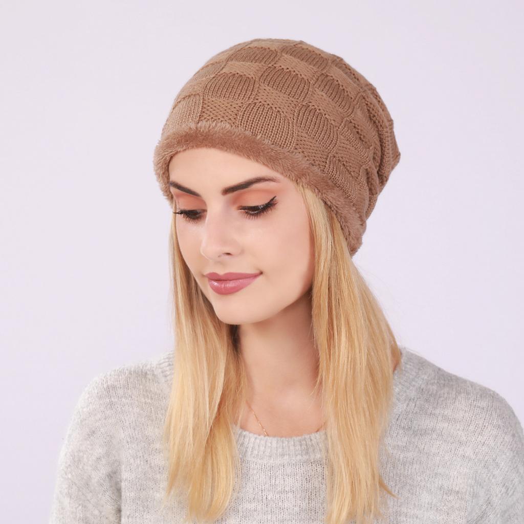 Fashion Plaid Skullies Beanies For Women Men Knitted Beanies Autumn Winter Hat Warm Fleece Skullcap Male Windproof Hedging Caps