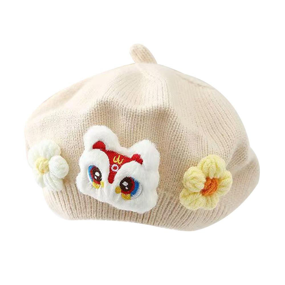 Flower Baby Beret Hat Soft Artist Painter Caps Cute Knitted Hat  Infant Girls