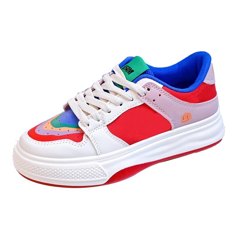 Women's Thick-Soled Sneakers Shoes with Mandarin Ducks Spring New Versatile Niche Rainbow Color-Blocking Sports Casual Shoes Fashion