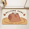Capybara Print Bath Mat Non Slip Doormat Kitchen Drying Mat for Bedroom Drain Mat Entryway Rug Cartoon Home Carpet