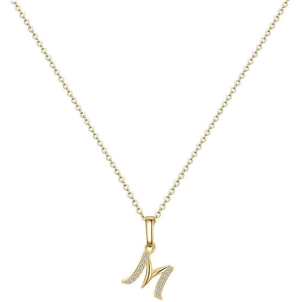 Европейское и американское простое и модное женское ожерелье с 26 заглавными буквами, позолоченное 14-каратным серебром, аксессуары для ожерелья с микро-набором циркония