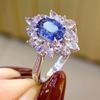 New Chic Blue Cubic Zirconia Lady's Ring for Wedding Anniversary Party Luxury Fashion Women Accessories Nice Gift New Jewelry