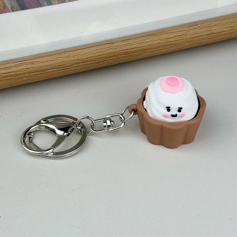 1/2Pcs Mini Cake Button Stress Relief Decompression Food Clicker Keychain Backpack Pendant Creative Gift