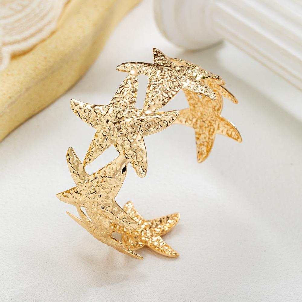 1 PCS Exaggerated Design Cuff Bracelet Vintage Style Geometric Bracelet New Metal Starfish Bangle