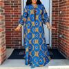 Women Casual Round Neck Long Sleeve Printed Straight Dress