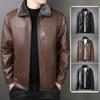 Winter Cashmere Coat Men's PU Leather Jacket Middle-aged Leather Jacket