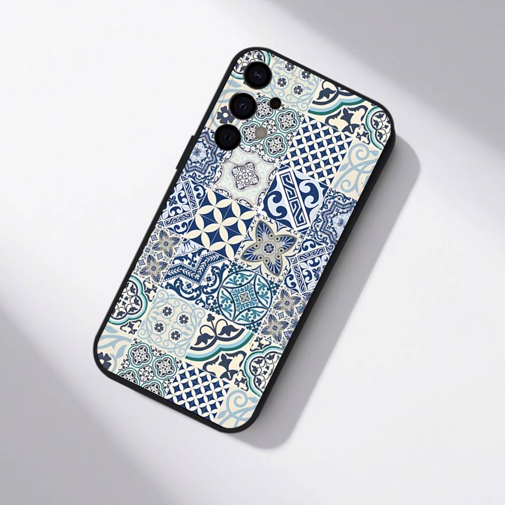M-Марокканская плитка Чехол для телефона для Samsung S25, S24, S21, S22, S23, S30, Ultra, S20, Plus, Fe, Lite, 5G Черный чехол