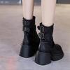 Модные ботильоны на толстой платформе для мотоциклистов, брендовые роскошные женские туфли из искусственной кожи, дизайнерские 2025 года, тренд, новый ретро-стиль, челси, ботинки-ботинки Mujer