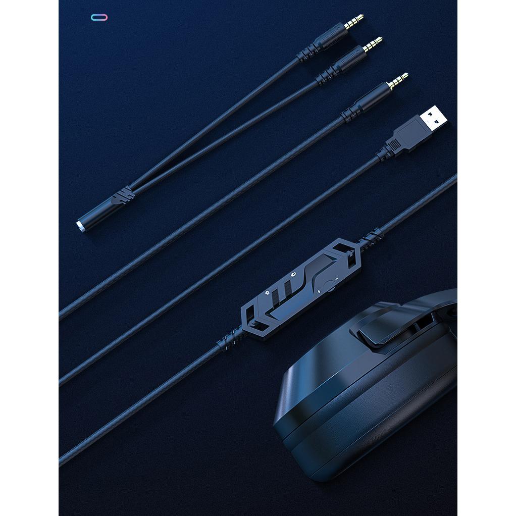 Игровая гарнитура K9 со светодиодной подсветкой RGB, шумоподавлением, стереогарнитура PS Vita с микрофоном, полноразмерные наушники для ПК, PS4, PS5, Switch, Xbox One, Mac