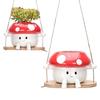 Cute Swing Mushroom Flower Pots Mini Hanging Resin Flower Head Planters Desktop Resin Vase for Living Room Bedroom Decor