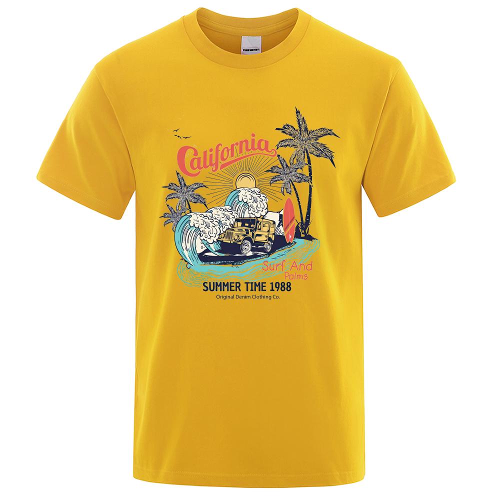 Футболка California Summer Time 1988 с принтом для мужчин и женщин, повседневная, свободная, хлопковая, удобная, мягкая, свободного покроя, мужская футболка большого размера