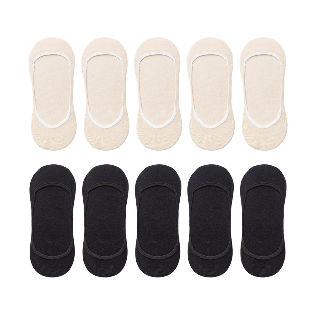 10 Pairs Women Invisible Sock Slippers Short Ankle Socks Set Fashion Ladies Woman Pack Solid Color Cotton Non-slip No Show Socks