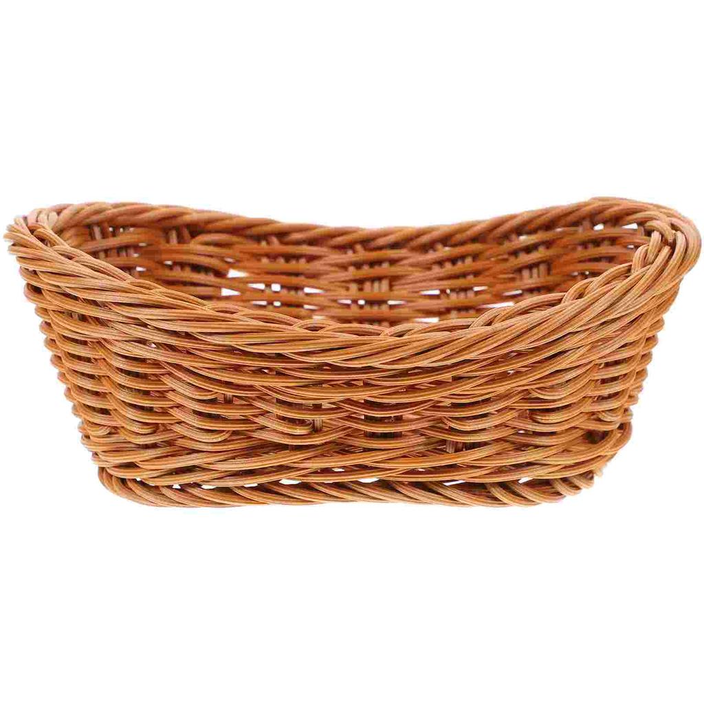 Rattan Storage Basket Baskets Woven Hand Snacks Dining Table Tabletop Fruits Bread