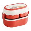 Ланч-бокс 2-ярусный 3 отделения Большая вместимость Можно разогревать в микроволновке Милый Портативный Bento Ланч-бокс Красный