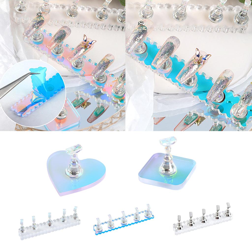 Nail Stand for Press On Nail Holder Acrylic Nail Art Display Stand Magnetic Nail Tips Practice Holder Salon Supplies