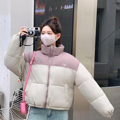 Женская короткая пуховая куртка 2025 осень/зима корейская версия куртки-пуховика утолщенная свободная цветная с воротником-стойкой