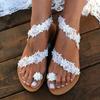Flower Sandals Women's Set Toe Casual Flat Shoes Women New Roman Style  Outdoor Ladies Flip Flops Slippers