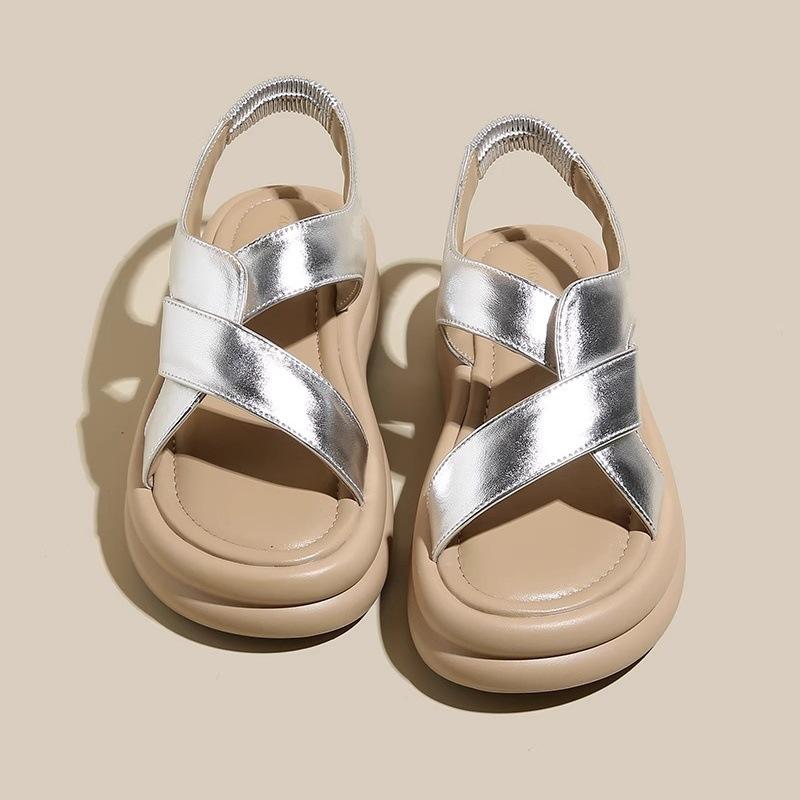 Модная женская обувь римские сандалии летние универсальные повседневные пляжные сандалии модная обувь для женщин с открытым носком римские плоские 35-40