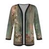 Women's Fall And Winter Fashion Casual Printed Long Sleeve Mid-Length Cardigan Jacket