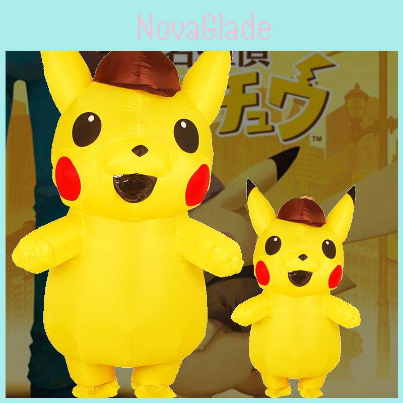 Classic And Fun Kids Adult Mascot Detective Pikachu Inflatable Costume Perfect For Halloween Celebrations