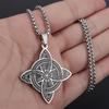 Celtic Knot Stainless Steel Pattern Witch Knot Pendant Necklaces for Men Women Lucky Jewelry