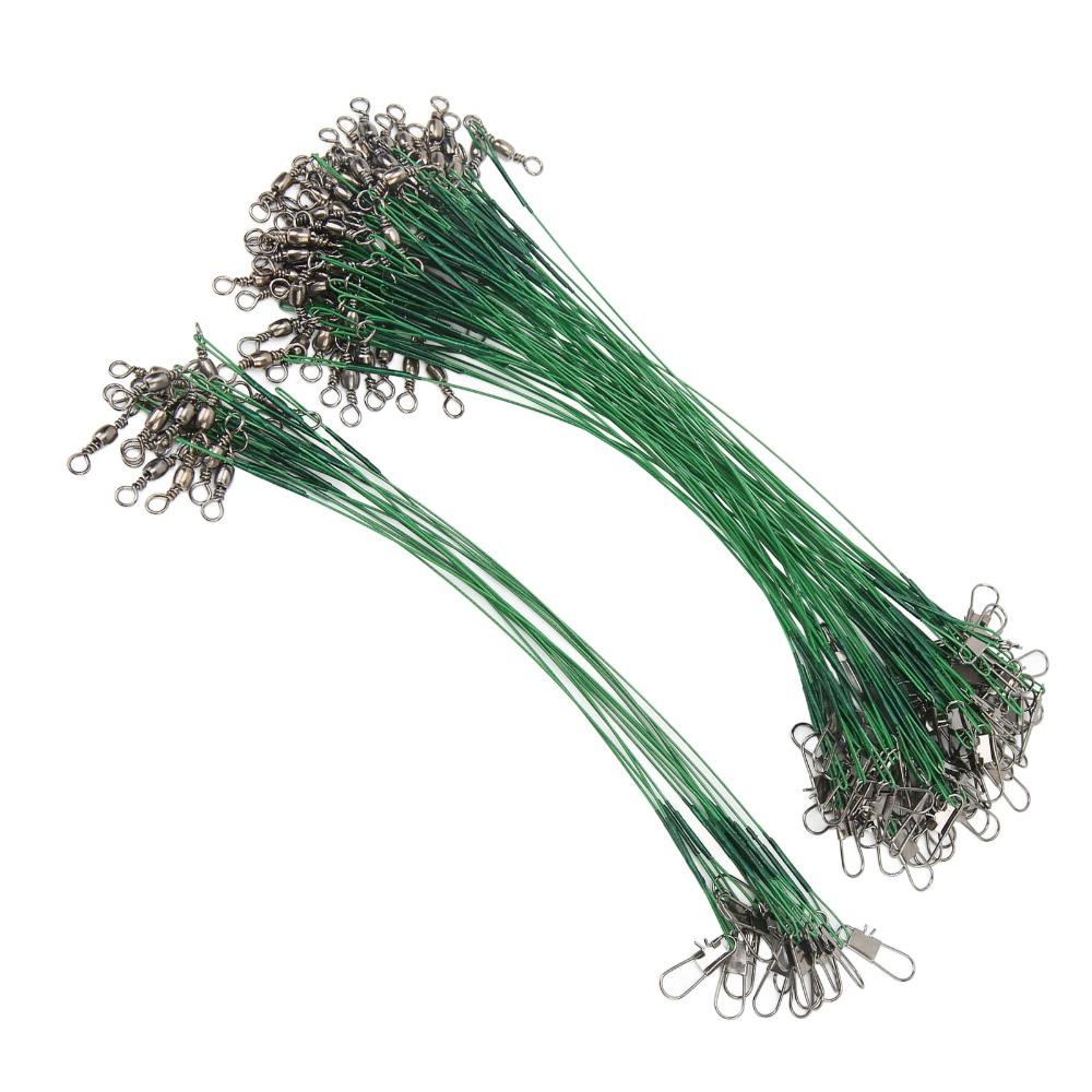 100PCS Steel Wire Leaders with Snaps Leader Wire Portable Fishing Wire Leaders Fishing Accessories
