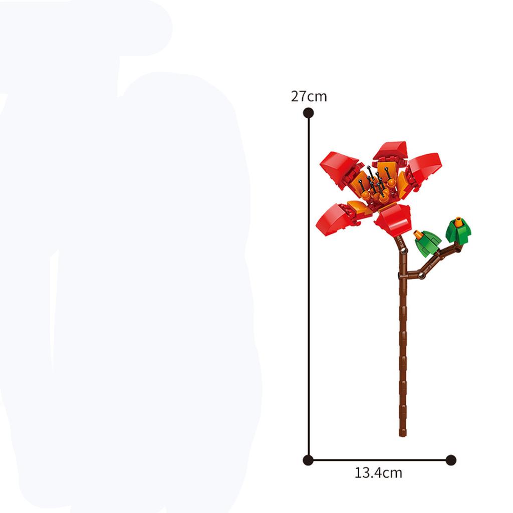 13 Styles Pretty Flower Building Blocks Rose Valentine'S Lavender Peach Lily Of The Valley Tulip Bricks Diy Home Ornaments