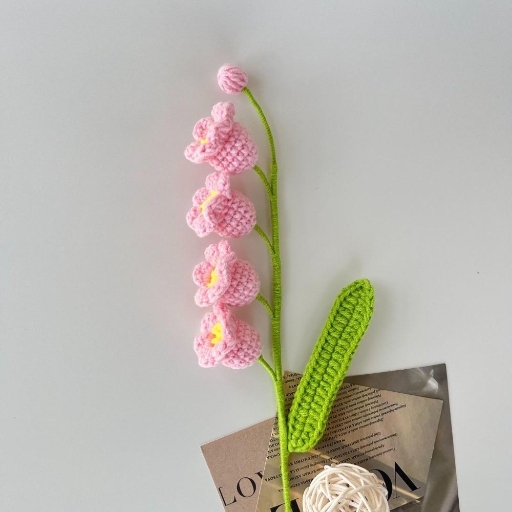 1pc Finished Product Lily of the Valley Crochet Flowers Hand-woven Knit Fake Flowers  Party Wedding