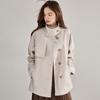 Autumn New Commuting Temperament Loose Silhouette Drape Retro Stand-up Collar Medium and Long Trench Coat Women 22353