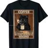 Coffee Because Murder Is Wrong Black Cat Drinks Coffee Funny T-Shirt Oversized Hip Hop T Shirt Cotton Tops Tees for Men Leisure