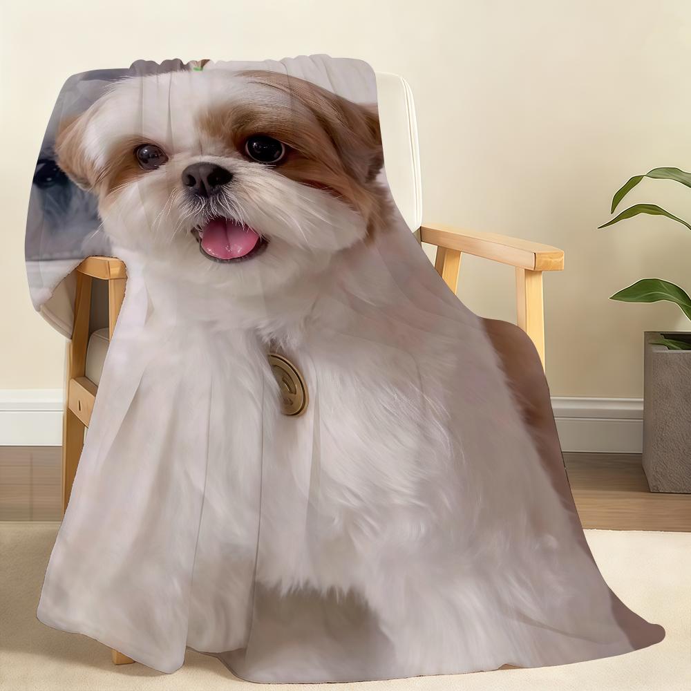 Lovely Shih Tzu Blanket Soft Throw Blanket for Home Bedroom Bed Sofa Picnic Travel Office Rest Cover Blanket Gift