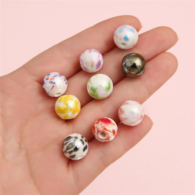 20 шт., 12 мм, керамические гладкие круглые бусины с узором всплеска чернил, для изготовления ювелирных изделий, очаровательное украшение «сделай сам»