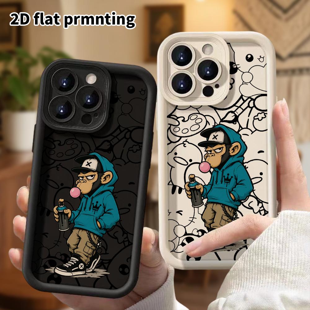 Phone Case: 2D flat design, fits iPhone 18, 17, 16, 15, 14, 13 Pro, cool black gorilla, perfect Christmas and Halloween holiday gift