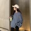 Women Long Sleeve O Neck Loose Pullovers Female Tops Solid Color Sweatshirts
