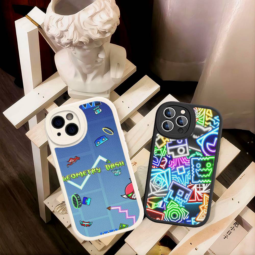 Чехол для телефона Geometry Dash для iPhone 11 12 13 14 15 16 Pro Max Plus Кожаный чехол