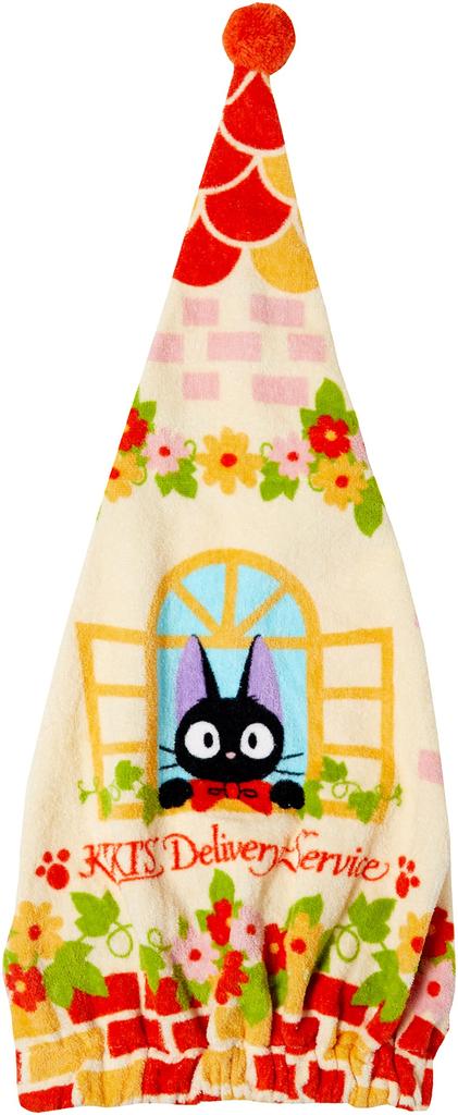 Marushin Jiji Through the Studio Ghibli Delivery Service 23cm Wide X 60cm Towel Cap for Fits Head Circumferences of 1065000100 Window, Kiki's Jiji,