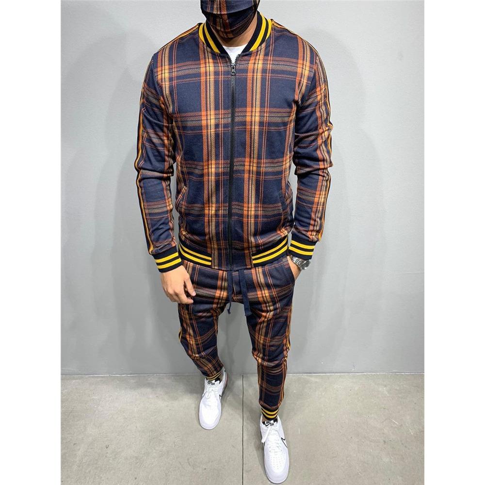 Спортивный костюм мужской спортивный костюм джентльмен комплект молния полный комплект куртка костюм комплект длинный рукав полосатый пальто брюки тренажерный зал повседневные мужские комплекты