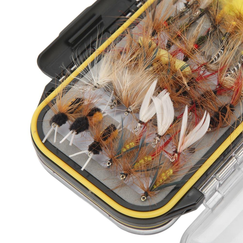 60PCS Colorful Fly Fishing Kit with High Carbon Steel Hook Fly Fishing Tackle  Lakes Rivers