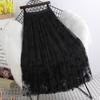 Spring Summer High Waist All-match Embroidery Mesh Skirt Temperament Mid-length Long Skirts for Women Slim